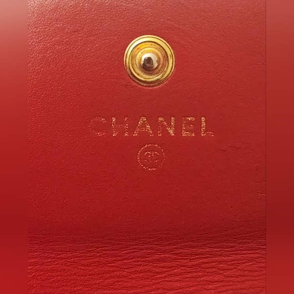 Chanel Filigree CC Flap Wallet Caviar Leather Red Gold Entrupy COA - Picture 11 of 13